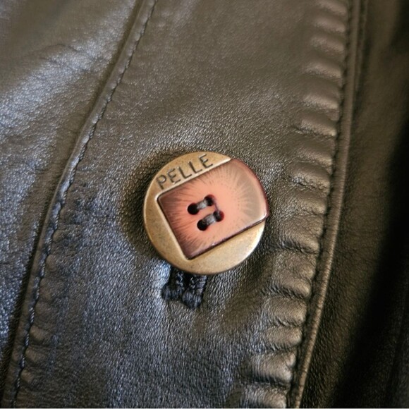 Vintage Pelle Women's Black Leather Button-down Jacket Size M - Picture 8 of 10